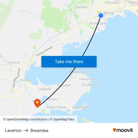 Laverton to Breamlea map