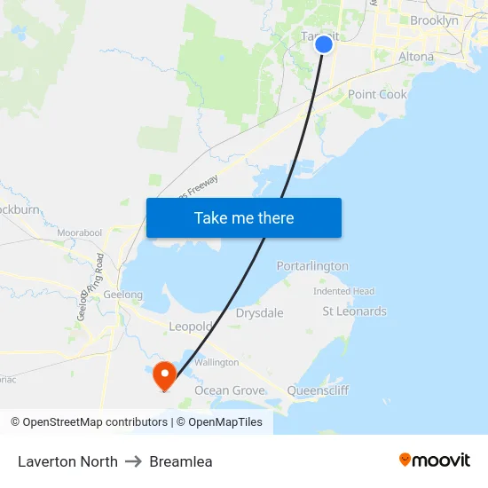 Laverton North to Breamlea map