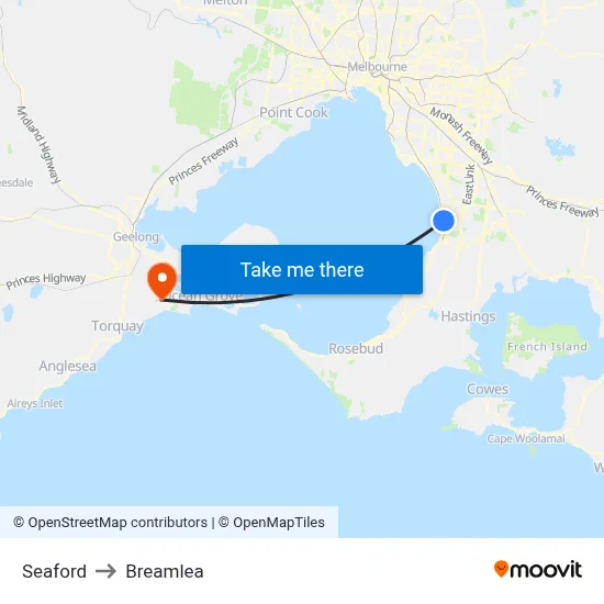 Seaford to Breamlea map
