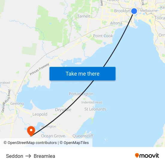 Seddon to Breamlea map