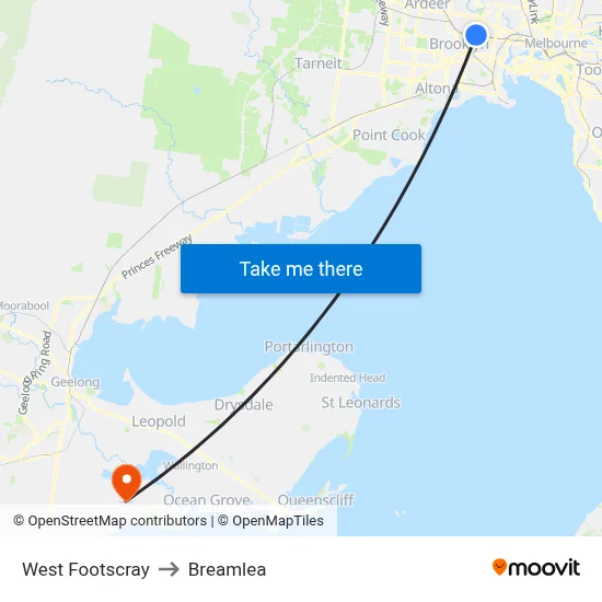 West Footscray to Breamlea map