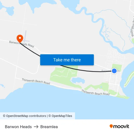 Barwon Heads to Breamlea map