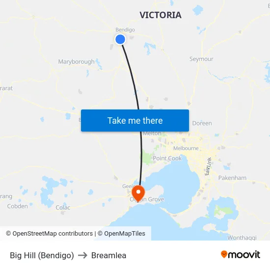 Big Hill (Bendigo) to Breamlea map