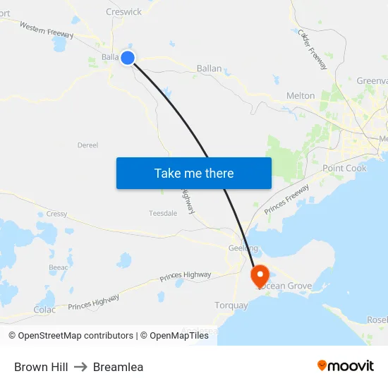 Brown Hill to Breamlea map