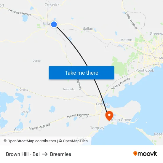 Brown Hill - Bal to Breamlea map
