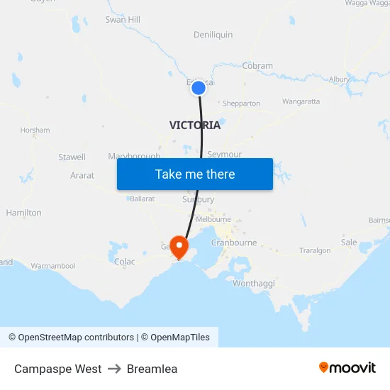 Campaspe West to Breamlea map