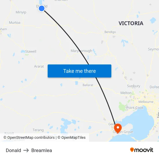 Donald to Breamlea map