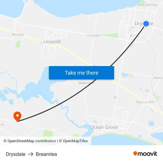 Drysdale to Breamlea map