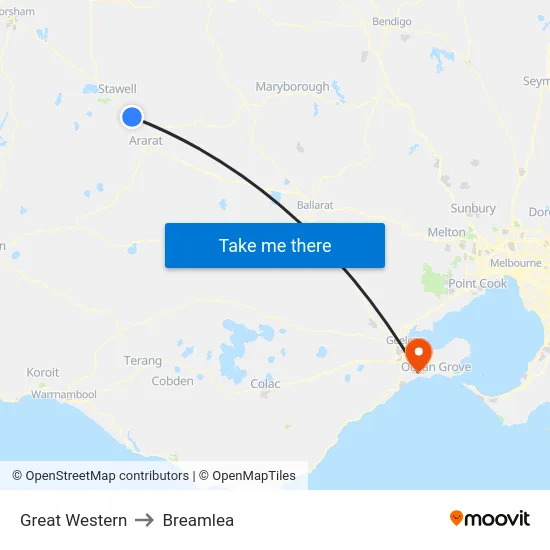 Great Western to Breamlea map