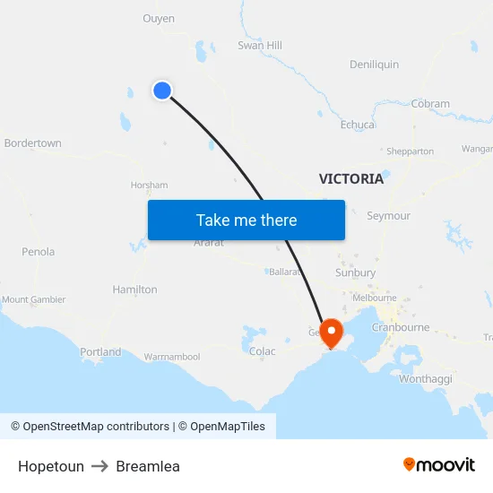 Hopetoun to Breamlea map
