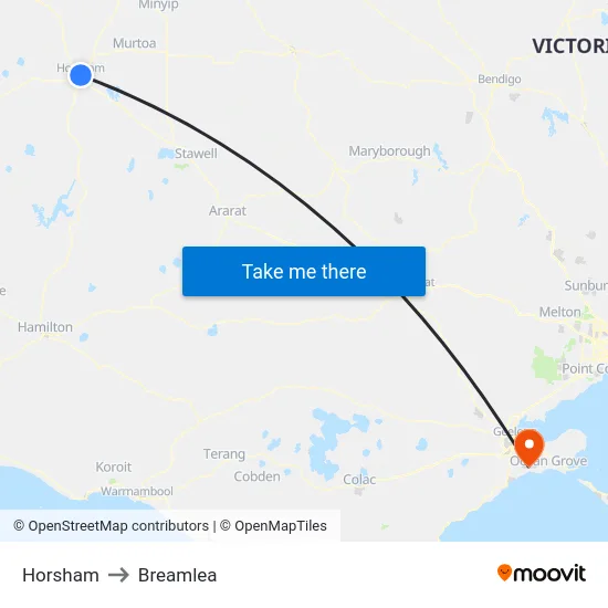 Horsham to Breamlea map