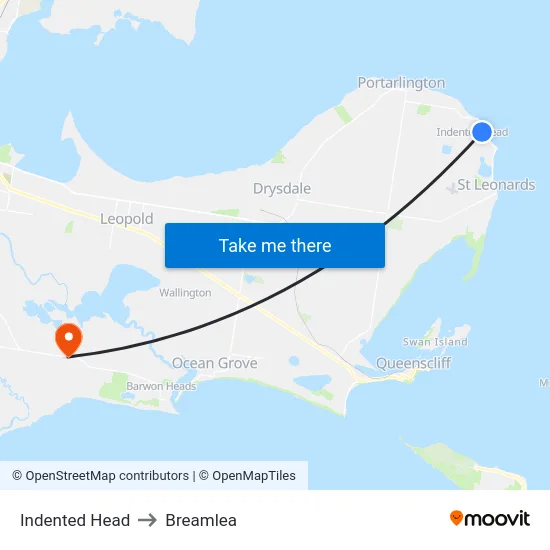 Indented Head to Breamlea map