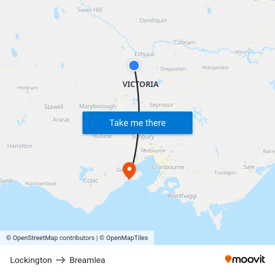 Lockington to Breamlea map