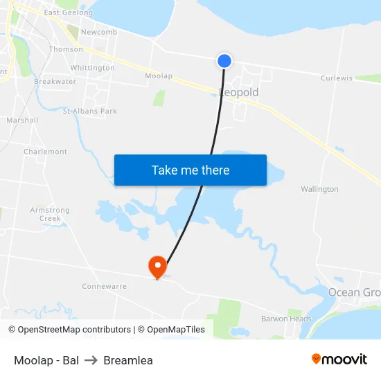 Moolap - Bal to Breamlea map