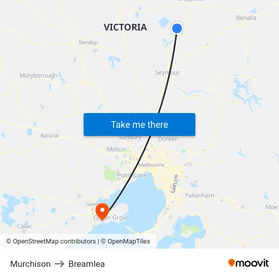 Murchison to Breamlea map
