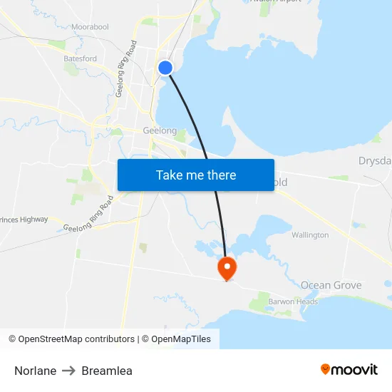 Norlane to Breamlea map