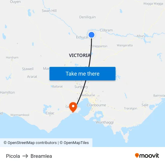 Picola to Breamlea map