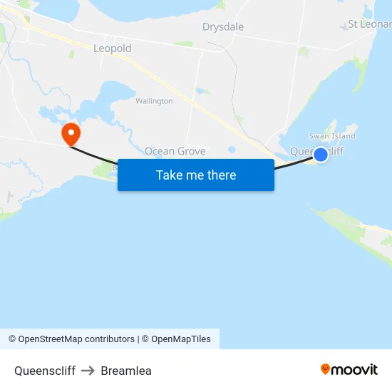 Queenscliff to Breamlea map