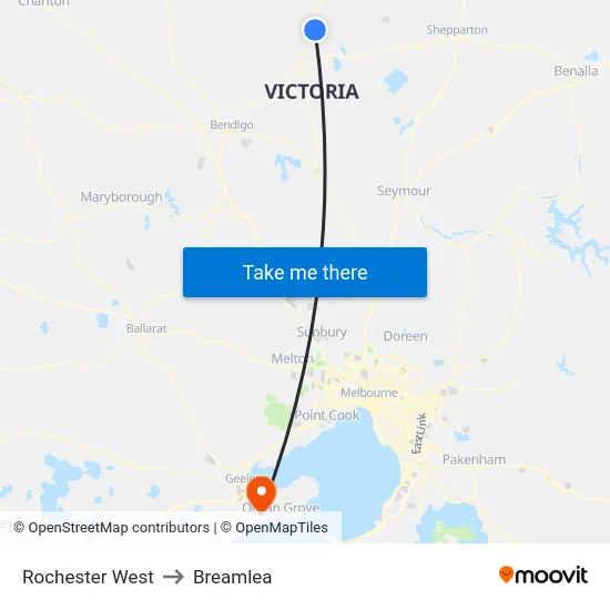 Rochester West to Breamlea map