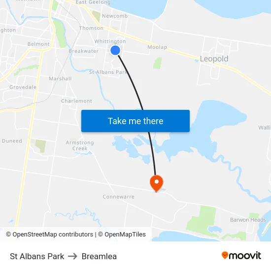 St Albans Park to Breamlea map