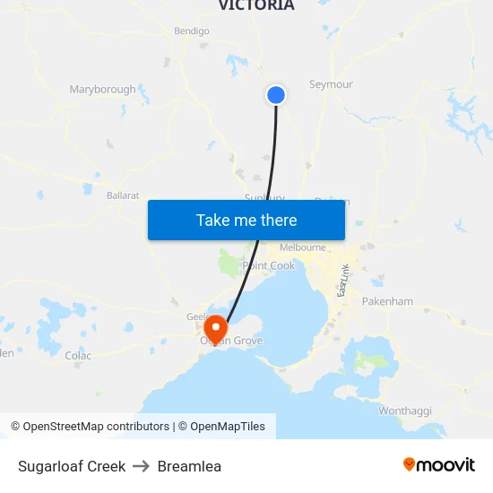 Sugarloaf Creek to Breamlea map
