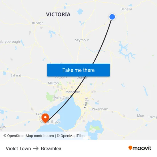 Violet Town to Breamlea map
