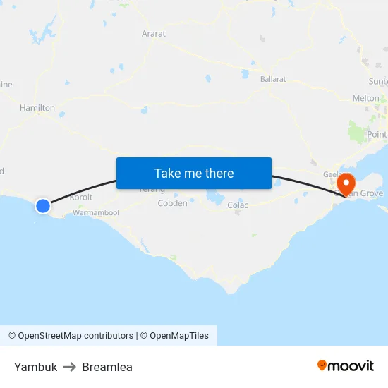 Yambuk to Breamlea map