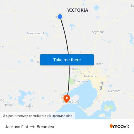 Jackass Flat to Breamlea map