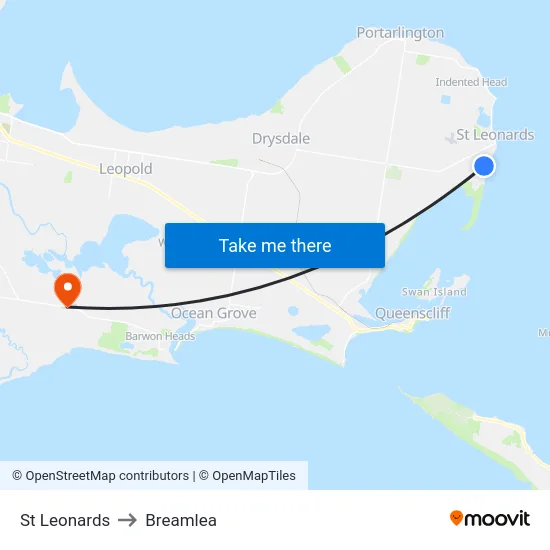 St Leonards to Breamlea map
