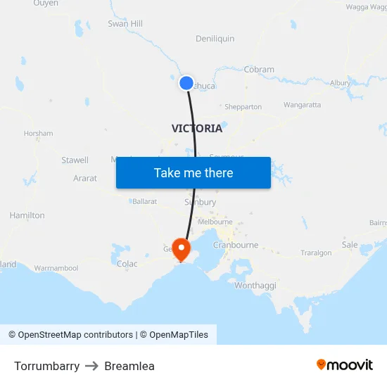 Torrumbarry to Breamlea map