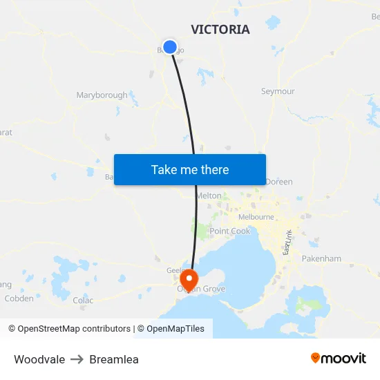 Woodvale to Breamlea map