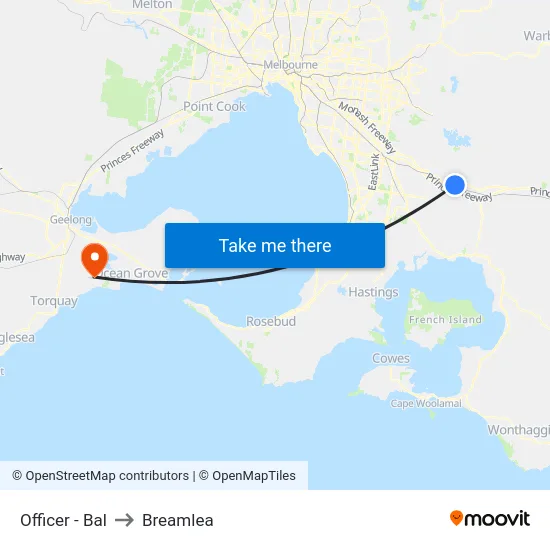 Officer - Bal to Breamlea map