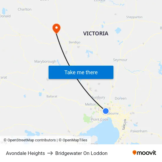 Avondale Heights to Bridgewater On Loddon map