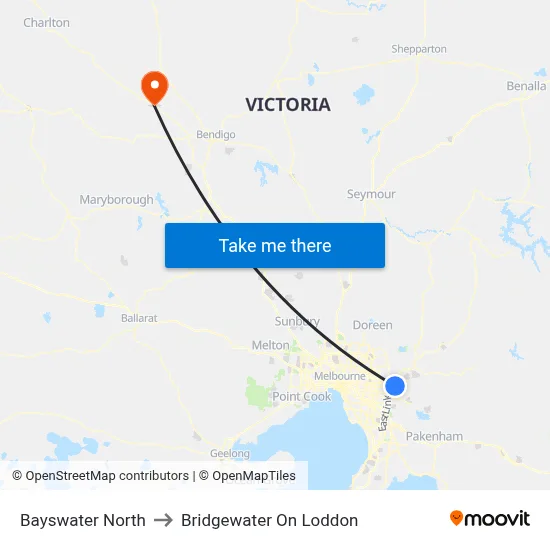 Bayswater North to Bridgewater On Loddon map