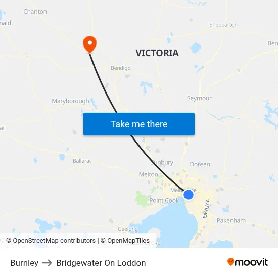 Burnley to Bridgewater On Loddon map