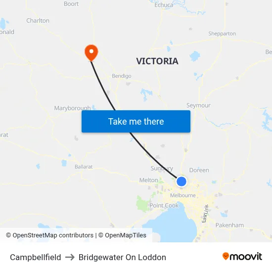Campbellfield to Bridgewater On Loddon map