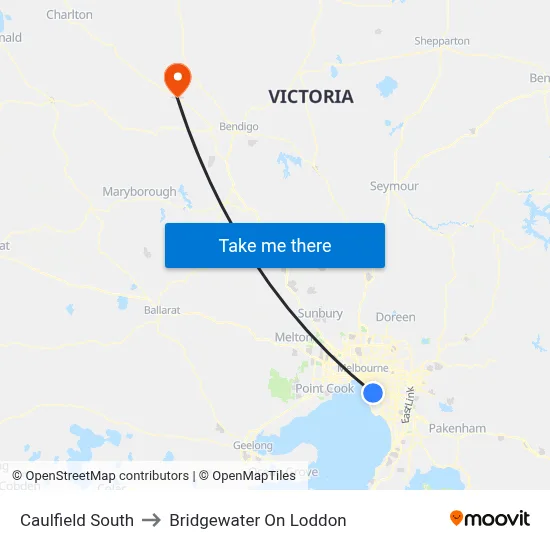 Caulfield South to Bridgewater On Loddon map