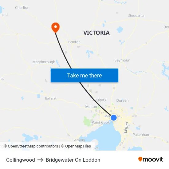 Collingwood to Bridgewater On Loddon map