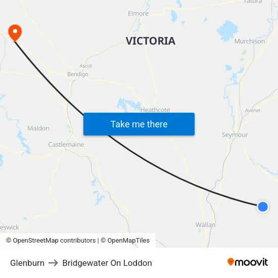 Glenburn to Bridgewater On Loddon map