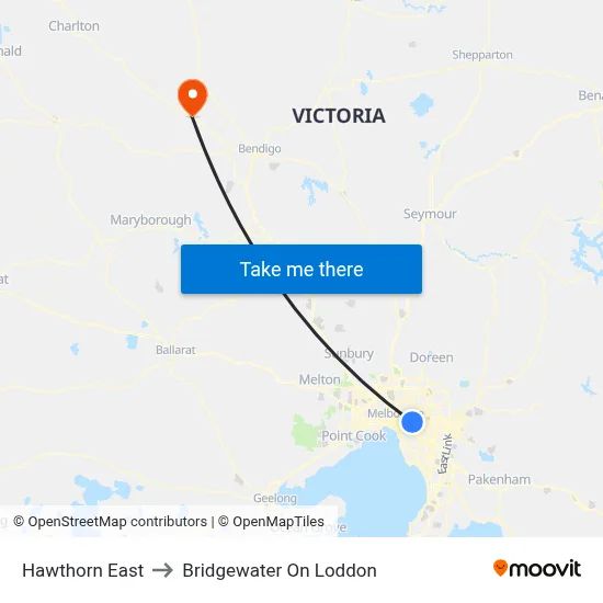Hawthorn East to Bridgewater On Loddon map