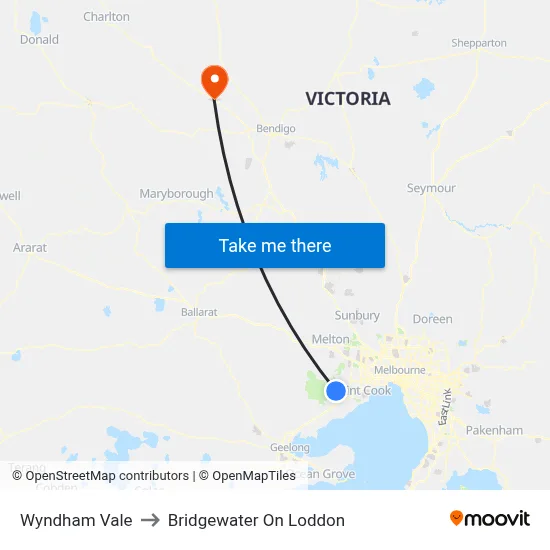 Wyndham Vale to Bridgewater On Loddon map