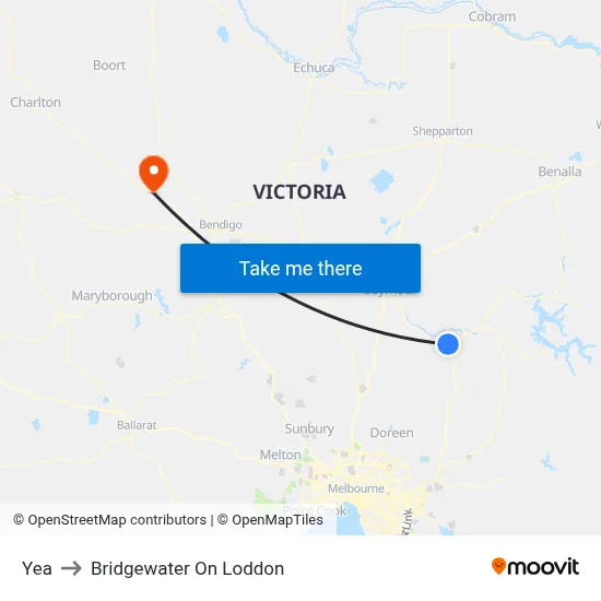Yea to Bridgewater On Loddon map