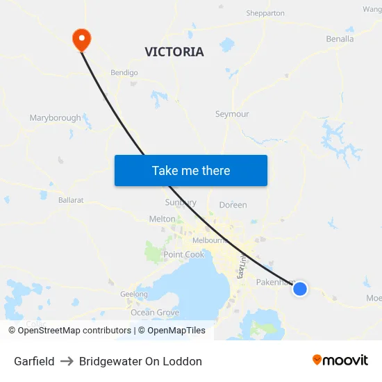 Garfield to Bridgewater On Loddon map