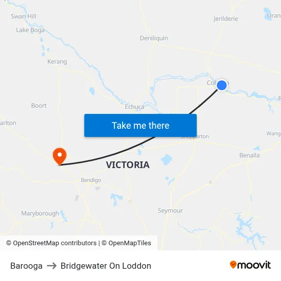 Barooga to Bridgewater On Loddon map