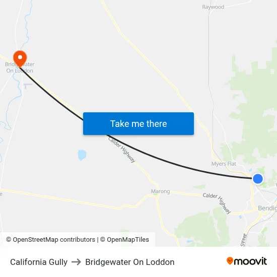California Gully to Bridgewater On Loddon map