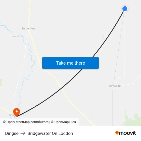 Dingee to Bridgewater On Loddon map