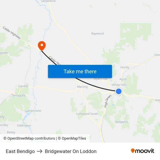 East Bendigo to Bridgewater On Loddon map