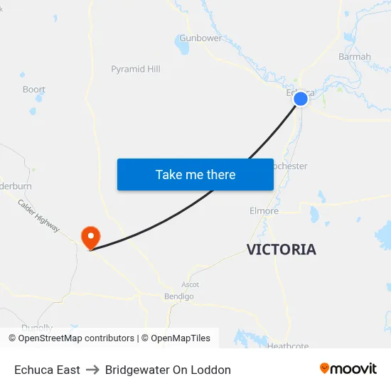 Echuca East to Bridgewater On Loddon map