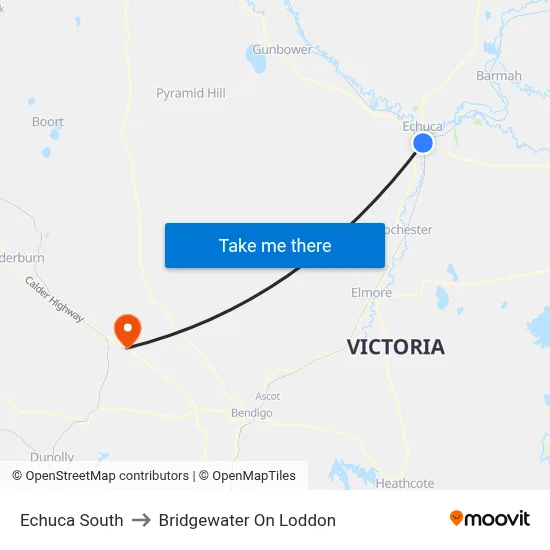 Echuca South to Bridgewater On Loddon map