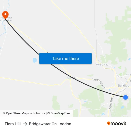 Flora Hill to Bridgewater On Loddon map